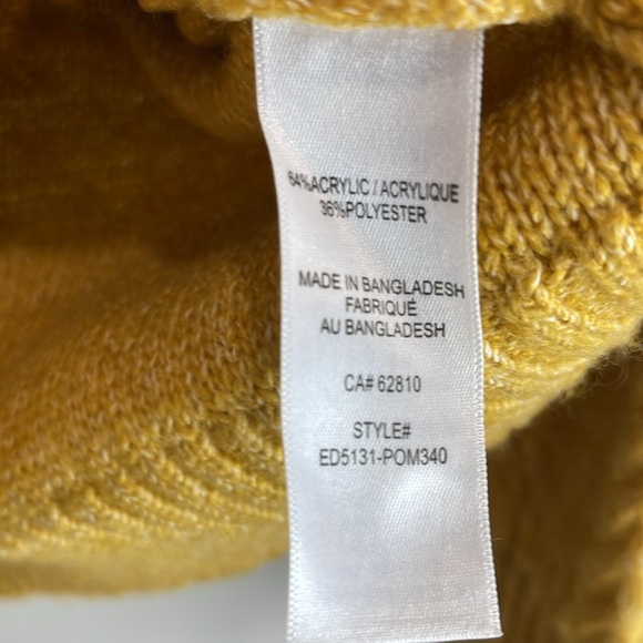 Rickis Popcorn Cable Knit Sweater Mustard Yellow Pullover Long Sleeve Crewneck M - Picture 7 of 11